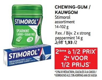 Promoties Chewing-gum stimorol 2ième à 1-2 prix - Stimorol - Geldig van 22/08/2023 tot 05/09/2023 bij Alvo