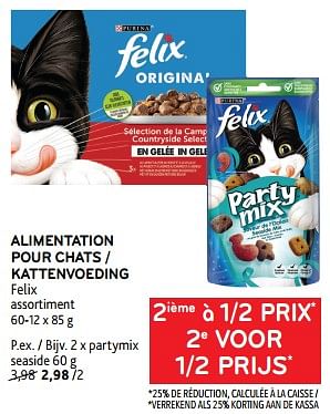 Promotions Alimentation pour chats felix 2ième à 1-2 prix - Purina - Valide de 22/08/2023 à 05/09/2023 chez Alvo