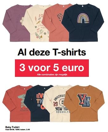 Promotions Baby t-shirt - Produit maison - Zeeman  - Valide de 26/08/2023 à 08/09/2023 chez Zeeman