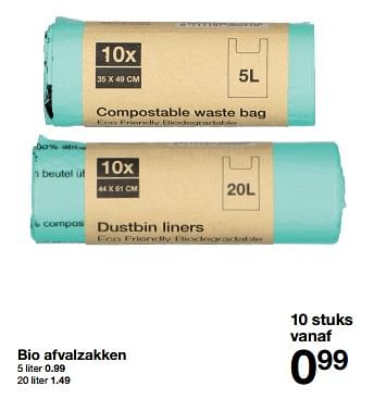 Promoties Bio afvalzakken - Huismerk - Zeeman  - Geldig van 26/08/2023 tot 08/09/2023 bij Zeeman