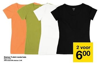 Promoties Dames t-shirt ronde hals - Huismerk - Zeeman  - Geldig van 26/08/2023 tot 08/09/2023 bij Zeeman