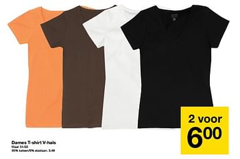 Promotions Dames t-shirt v-hals - Produit maison - Zeeman  - Valide de 26/08/2023 à 08/09/2023 chez Zeeman