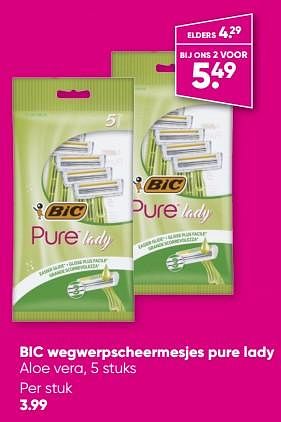 Promoties Bic wegwerpscheermesjes pure lady - BIC - Geldig van 28/08/2023 tot 10/09/2023 bij Big Bazar