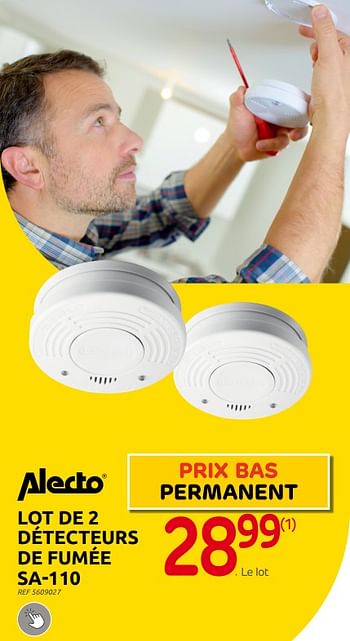 Promotions Alecto lot de 2 détecteurs de fumée sa-110 - Alecto - Valide de 23/08/2023 à 04/09/2023 chez Brico