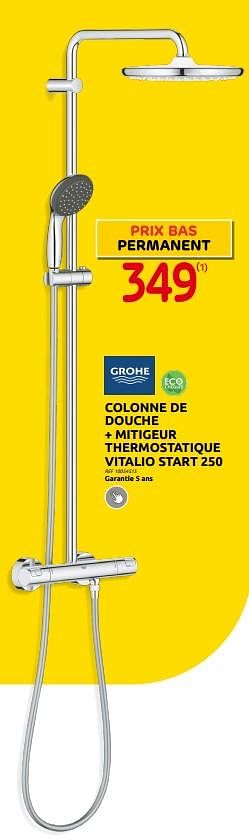 Promotions Colonne de douche + mitigeur thermostatique vitalio start 250 - Grohe - Valide de 23/08/2023 à 04/09/2023 chez Brico