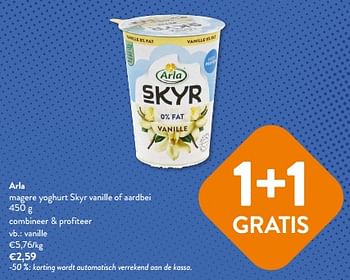 Promoties Arla magere yoghurt skyr vanille - Arla - Geldig van 23/08/2023 tot 05/09/2023 bij OKay