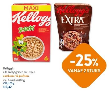 Promoties Kellogg’s ontbijtgranen en -repen smacks - Kellogg's - Geldig van 23/08/2023 tot 05/09/2023 bij OKay