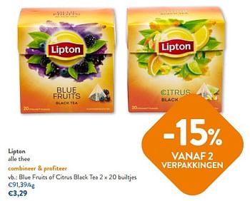 Promoties Lipton blue fruits of citrus black tea - Lipton - Geldig van 23/08/2023 tot 05/09/2023 bij OKay