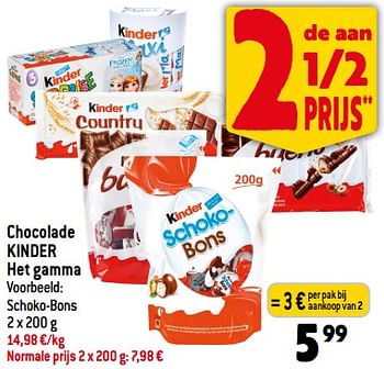 Promoties Chocolade kinder - Kinder - Geldig van 30/08/2023 tot 05/09/2023 bij Smatch