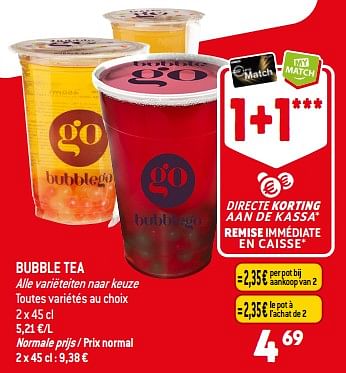 Promoties Bubble tea - Huismerk - Match - Geldig van 30/08/2023 tot 05/09/2023 bij Match