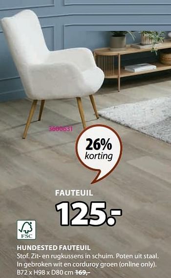 Promoties Hundested fauteuil - Huismerk - Jysk - Geldig van 28/08/2023 tot 10/09/2023 bij Jysk