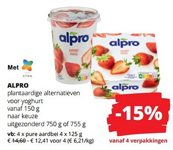 Promoties Alpro plantaardige alternatieven voor yoghurt pure aardbei - Alpro - Geldig van 24/08/2023 tot 06/09/2023 bij Spar (Colruytgroup)