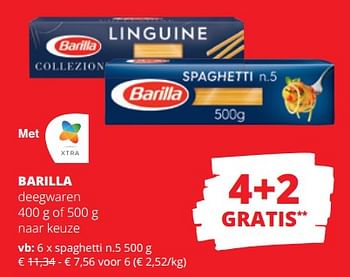 Promoties Barilla deegwaren spaghetti n.5 - Barilla - Geldig van 24/08/2023 tot 06/09/2023 bij Spar (Colruytgroup)