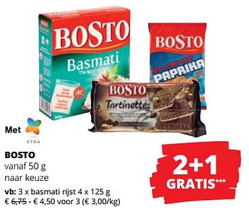 Promoties Bosto basmati rijst - Bosto - Geldig van 24/08/2023 tot 06/09/2023 bij Spar (Colruytgroup)