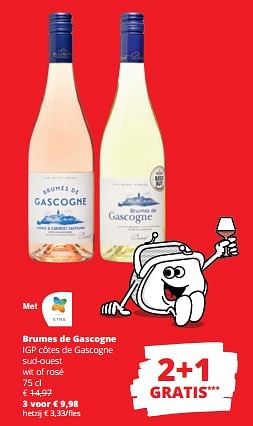 Promoties Brumes de gascogne igp côtes de gascogne sud-ouest wit of rosé - Witte wijnen - Geldig van 24/08/2023 tot 06/09/2023 bij Spar (Colruytgroup)