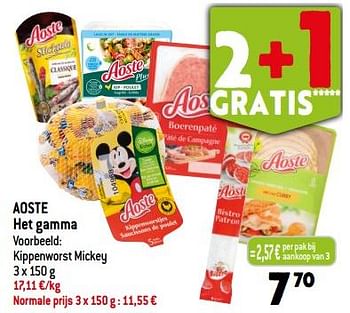 Promoties Aoste kippenworst mickey - Aoste - Geldig van 30/08/2023 tot 05/09/2023 bij Louis Delhaize