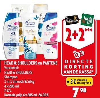 Promoties Head + shoulders shampoo 2 in 1 smooth + silky - Head & Shoulders - Geldig van 30/08/2023 tot 05/09/2023 bij Louis Delhaize