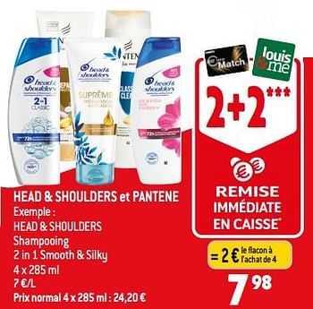 Promotions Head + shoulders shampooing 2 in 1 smooth + silky - Head & Shoulders - Valide de 30/08/2023 à 05/09/2023 chez Louis Delhaize