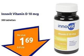 Promoties Innovit vitamin d 10 mcg - Innovit - Geldig van 30/08/2023 tot 05/09/2023 bij Action