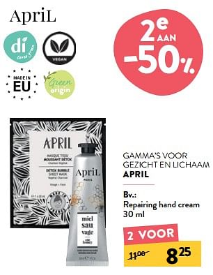 Promoties Repairing hand cream - April  - Geldig van 30/08/2023 tot 12/09/2023 bij DI