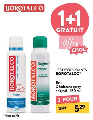 Promotions Déodorant spray original - Borotalco - Valide de 30/08/2023 à 12/09/2023 chez DI