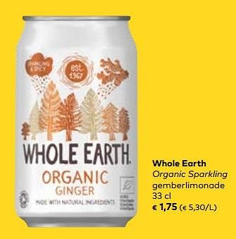 Promoties Whole earth organic sparkling gemberlimonade - Whole Earth - Geldig van 16/08/2023 tot 12/09/2023 bij Bioplanet