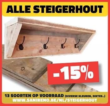Promotions Alle steigerhout -15% - Produit maison - Bouwcenter Frans Vlaeminck - Valide de 04/09/2023 à 30/09/2023 chez Bouwcenter Frans Vlaeminck