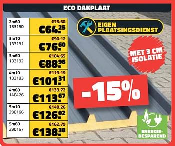 Promoties Eco dakplaat - Huismerk - Bouwcenter Frans Vlaeminck - Geldig van 04/09/2023 tot 30/09/2023 bij Bouwcenter Frans Vlaeminck