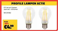 Profile lampen actie e27 set van 2 lampen