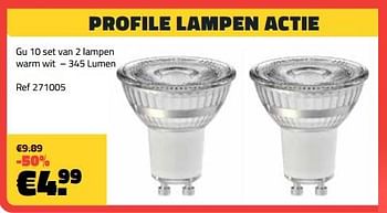 Promoties Profile lampen actie gu 10 set van 2 lampen - Profile - Geldig van 04/09/2023 tot 30/09/2023 bij Bouwcenter Frans Vlaeminck