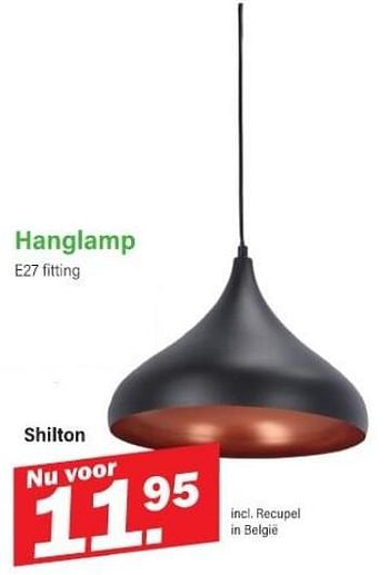 Promoties Hanglamp e27 shilton - Huismerk - Van Cranenbroek - Geldig van 28/08/2023 tot 16/09/2023 bij Van Cranenbroek