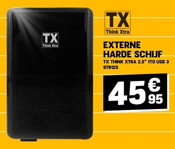Promotions Externe harde schijf tx think xtra 2,5`` 1to usb 3 - Think Xtra - Valide de 31/08/2023 à 10/09/2023 chez Electro Depot