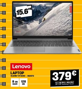 Promoties Lenovo laptop 15amn7 ryzen3 - Lenovo - Geldig van 31/08/2023 tot 10/09/2023 bij Electro Depot