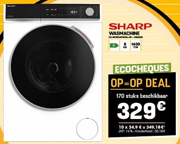 Promoties Sharp wasmachine es-nfb814ewda-fr - Sharp - Geldig van 31/08/2023 tot 10/09/2023 bij Electro Depot
