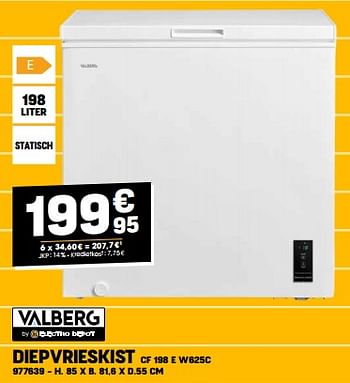 Promoties Valberg diepvrieskist cf 198 e w625c - Valberg - Geldig van 31/08/2023 tot 10/09/2023 bij Electro Depot