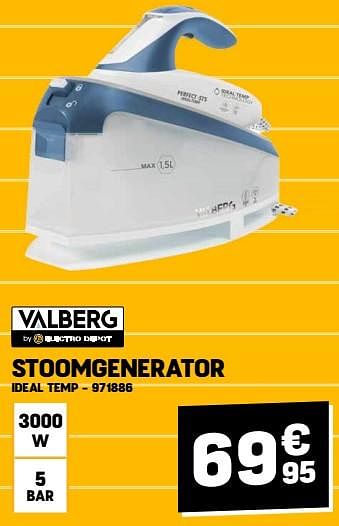 Promoties Valberg stoomgenerator ideal temp - Valberg - Geldig van 31/08/2023 tot 10/09/2023 bij Electro Depot