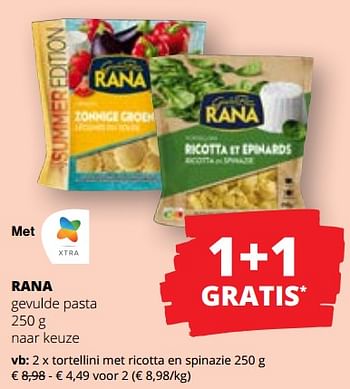 Promoties Rana gevulde pasta tortellini met ricotta en spinazie - Giovanni rana - Geldig van 07/09/2023 tot 20/09/2023 bij Spar (Colruytgroup)