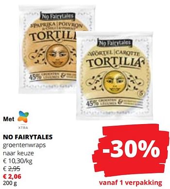 Promoties No fairytales groentenwraps - No Fairytales - Geldig van 07/09/2023 tot 20/09/2023 bij Spar (Colruytgroup)