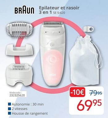 Promotions Braun epilateur et rasoir 3 en 1 se 5-620 - Braun - Valide de 01/09/2023 à 30/09/2023 chez Eldi