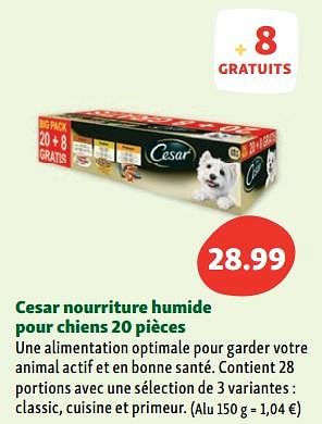 Promotions Cesar nourriture humide pour chiens - Cesar - Valide de 06/09/2023 à 11/09/2023 chez Maxi Zoo