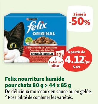 Promotions Felix nourriture humide pour chats - Purina - Valide de 06/09/2023 à 11/09/2023 chez Maxi Zoo