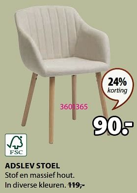 Promoties Adslev stoel - Huismerk - Jysk - Geldig van 04/09/2023 tot 10/09/2023 bij Jysk