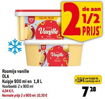 Promoties Roomijs vanille ola - Ola - Geldig van 06/09/2023 tot 12/09/2023 bij Smatch