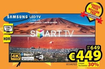 Promotions Samsung led tv ue55au7025 - Samsung - Valide de 07/09/2023 à 13/09/2023 chez ElectroStock