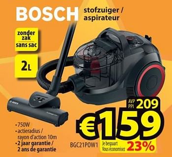 Promoties Bosch stofzuiger - aspirateur - Bosch - Geldig van 07/09/2023 tot 13/09/2023 bij ElectroStock