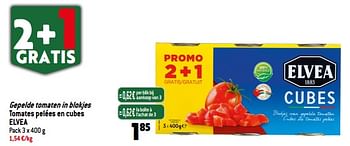 Promoties Gepelde tomaten in blokjes tomates pelées en cubes elvea - Elvea - Geldig van 06/09/2023 tot 12/09/2023 bij Match