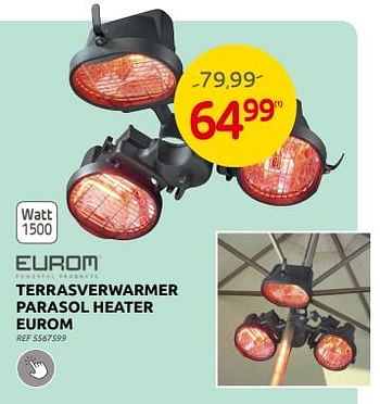Promoties Terrasverwarmer parasol heater eurom - Eurom - Geldig van 06/09/2023 tot 25/09/2023 bij Brico