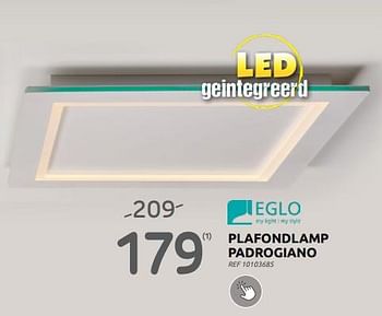 Promoties Plafondlamp padrogiano - Eglo - Geldig van 06/09/2023 tot 25/09/2023 bij Brico