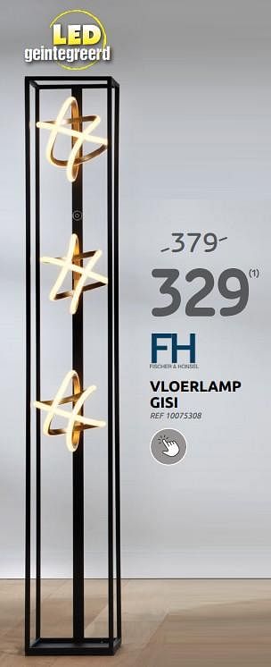 Promoties Vloerlamp gisi - Fischer & Honsel - Geldig van 06/09/2023 tot 25/09/2023 bij Brico
