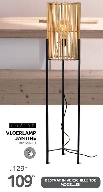 Promoties Vloerlamp jantine - Lucide - Geldig van 06/09/2023 tot 25/09/2023 bij Brico